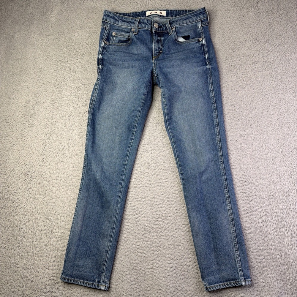 AMO Womens Jeans 26x26 Kate Girl Crush Blue Vintage Wash Straight Leg